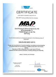 Zertifikat ISO 9001:2015 englisch